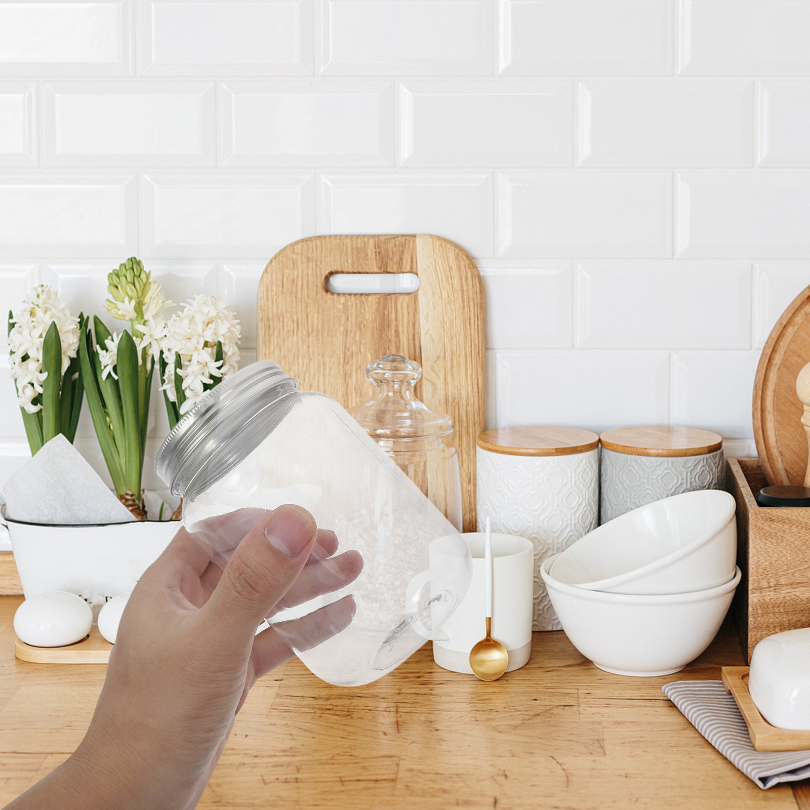 Food Storage Lid - Набор из 4 прозрачных пластиковых банок