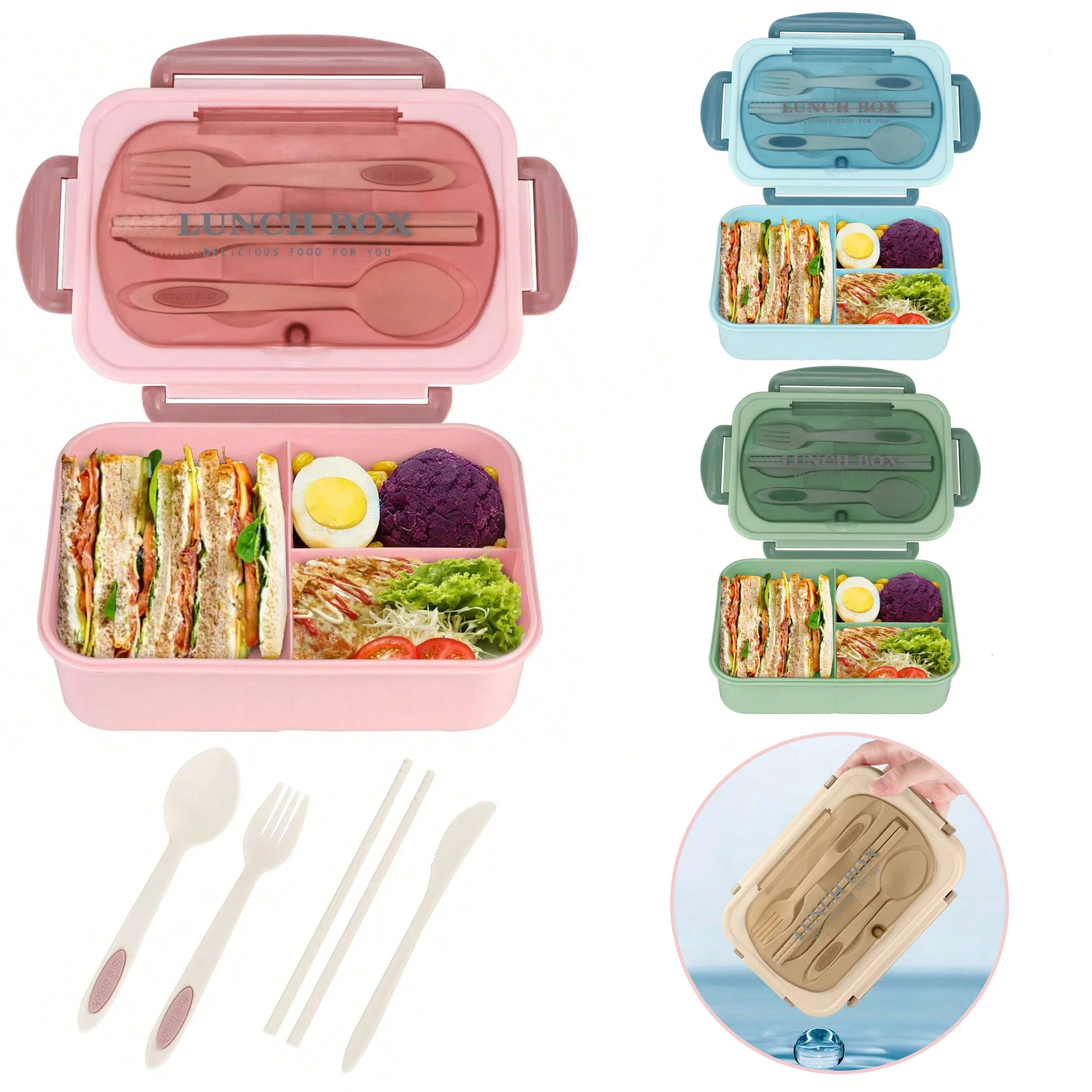 Food Storage Safety - Ланч-бокс для взрослых с 3 отделениями,