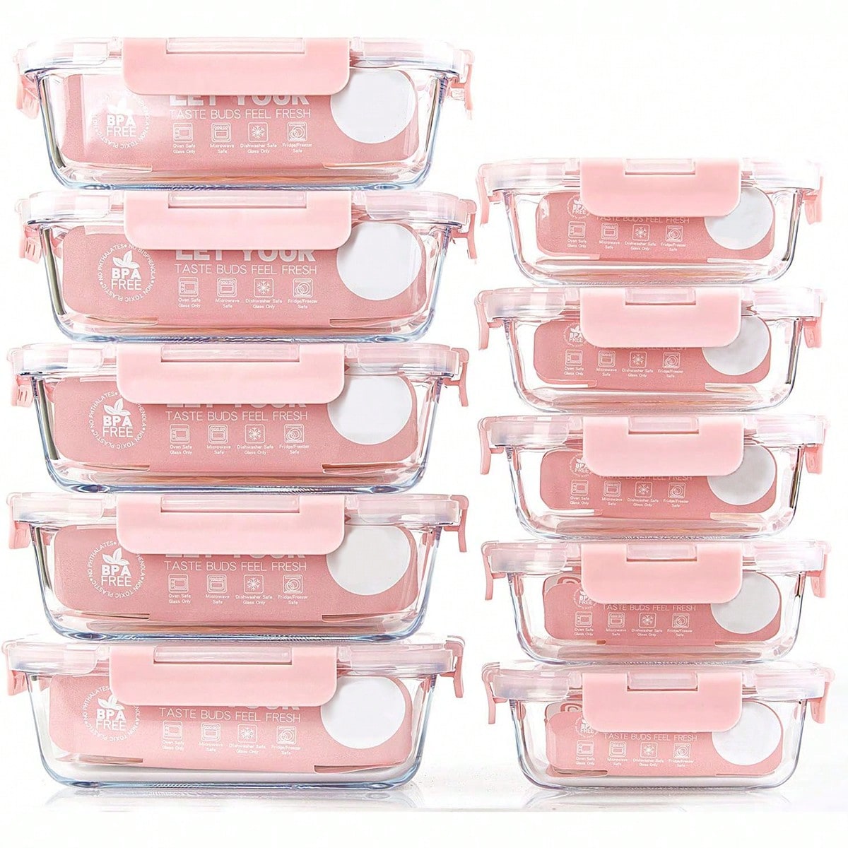 Food Storage Prep Containers - Набор из 10 стеклянных контейнеров для