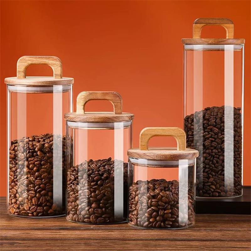 Food Storage Glass Box - Прозрачная стеклянная банка с бамбуковой крышкой,