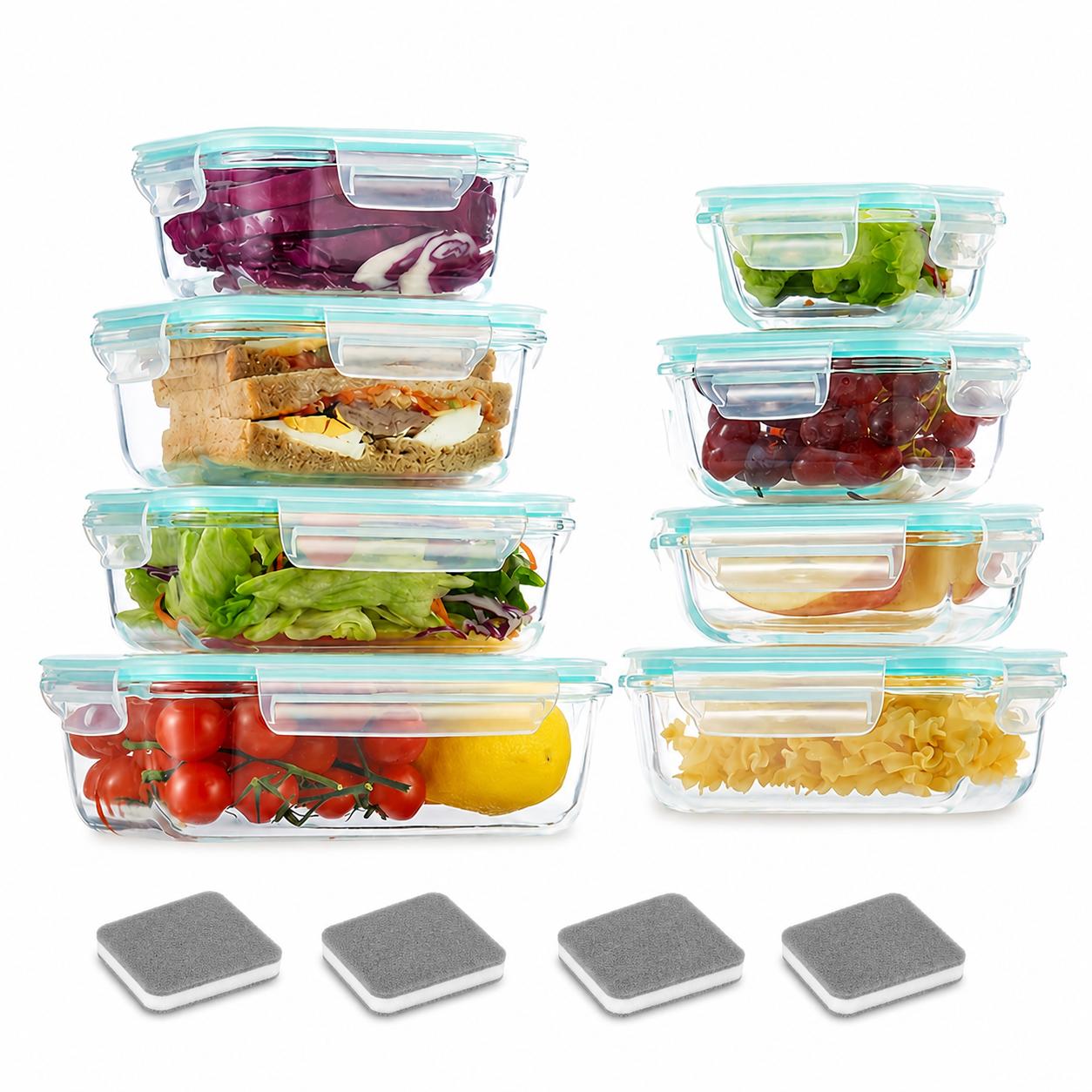 Food Storage Prep Containers - 16 шт. герметичных стеклянных контейнеров для
